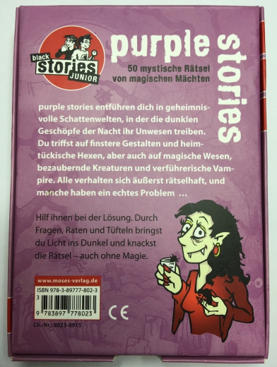 black stories | Junior purple stories | 50 mystische Rtsel | Das Rtsel Kartenspiel fr Kinder |Verlag moses